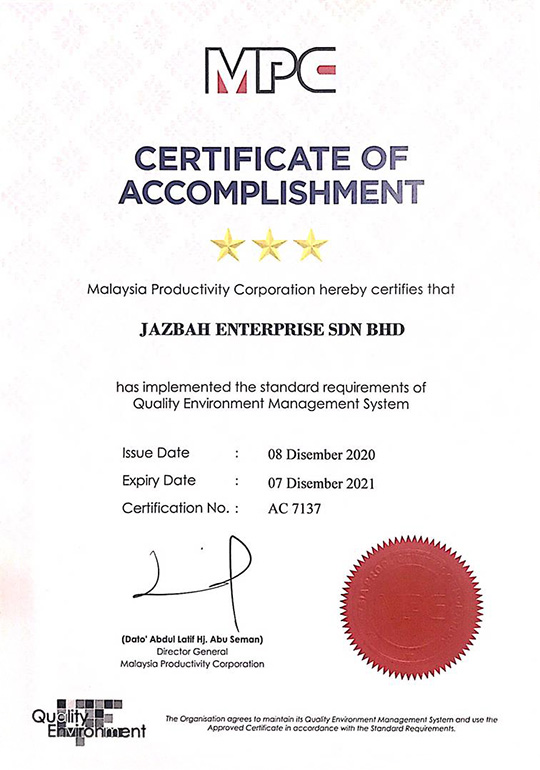 MPC CERTIFICATE OF ACCOMPLISHMENT